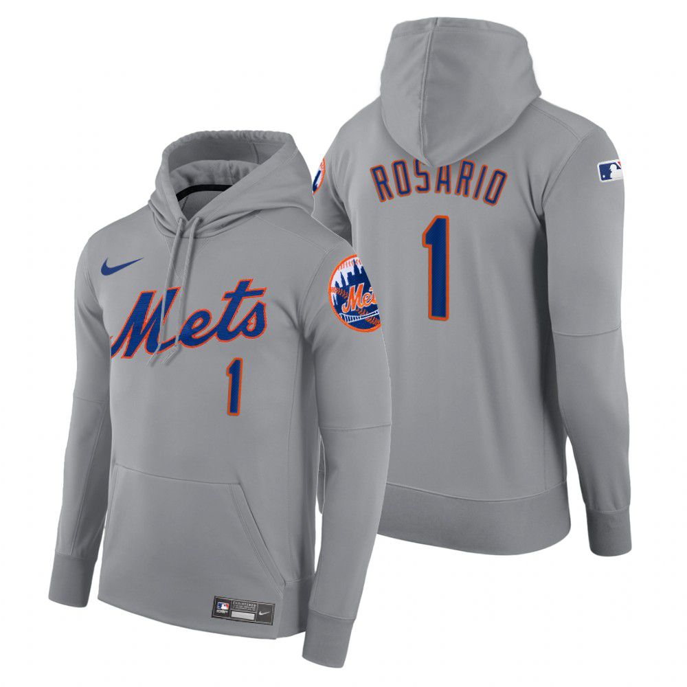 Men New York Mets #1 Rosario gray road hoodie 2021 MLB Nike Jerseys